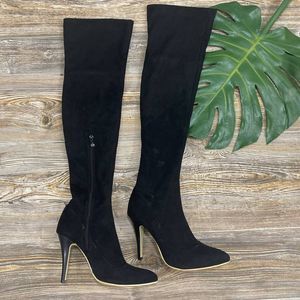 Shoe'N tale black thigh high pointed toe heels